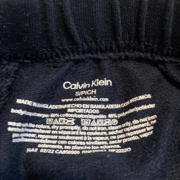 💜 Calvin Klein Navy Blue Sweat Shorts - Size S - Picture 2 of 4